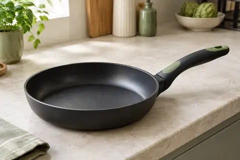 Poêle BRA Prior noire de 20 cm avec poignée ergonomique et touches de silicone vert